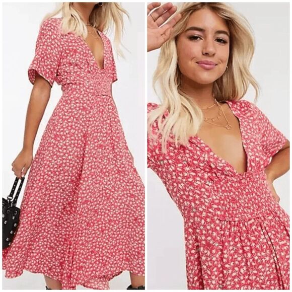 Free People Dresses & Skirts - Free People red Floral Midi Dress